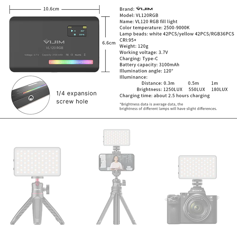 2026 뉴120 RGB 포켓 필 라이트 카메라 범용  - Photography With Mobile 리뷰 및 가격